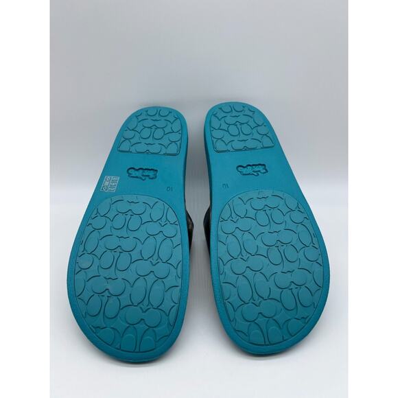 Coach Women's Udele Sport Slide Bird Printed Black Blue C6965 Size 10B - Picture 4 of 12